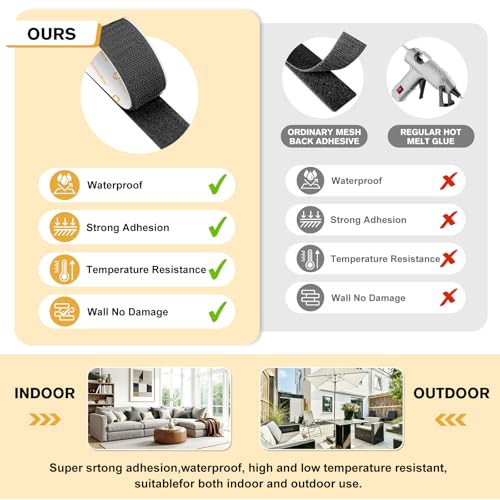 SummerBrite Hook and Loop Strips with Adhesive, Black, 1 x 5 in, 20 Pairs - color: Black, size: 1x5 IN 20 Pairs