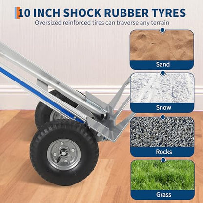 Aluminum Hand Truck Dolly Cart,600 LBS Capacity, with Extendable Base Plate - color: Hand Truck -600 Lbs