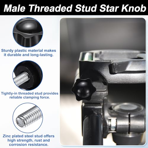 HARFINGTON Star Knobs M6 x 25mm Male + M6 Female Thread 38mm Head 2 Set - size: M6 x 25mm + M6 x 38mm