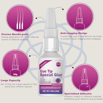 30ml Pool Cue Tip Glue - Quick-Drying Billiard Cue Tip Repair Tool - size: Pool Cue Tip Glue