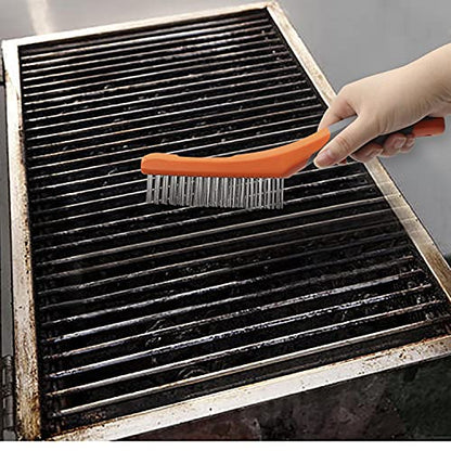 MAXMAN Wire Brush 10", 2Pcs Stainless & Carbon Steel Bristles, Rust Remover