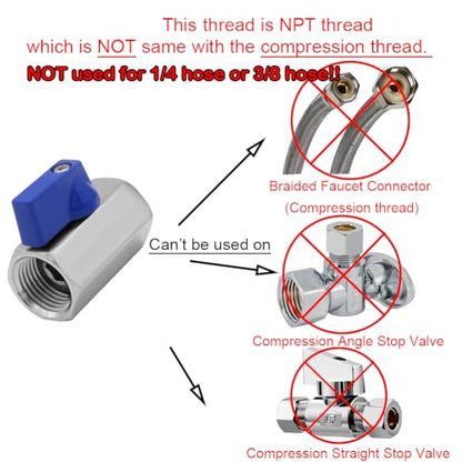 Beduan 3/8" Mini Ball Valve, Stainless Steel Female x Female NPT Thread Shut-Off Valve - size: 3/8 Female NPT