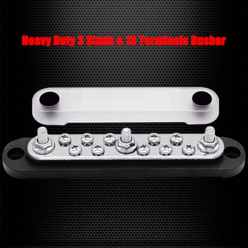Ampper 3 x M6 Post Power Distribution Block BusBar 10 M4 Screws, 5.9" Black - color: Black, size: 3M6+10M4