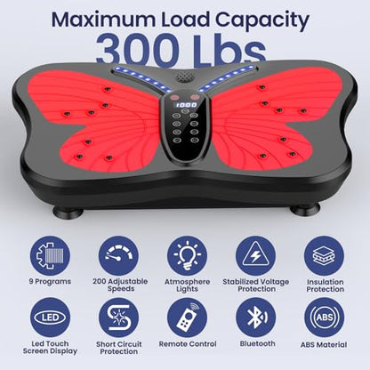 Vibration Plate Exercise Machine 400 lbs Capacity for Lymphatic Drainage - color: Bright Red
