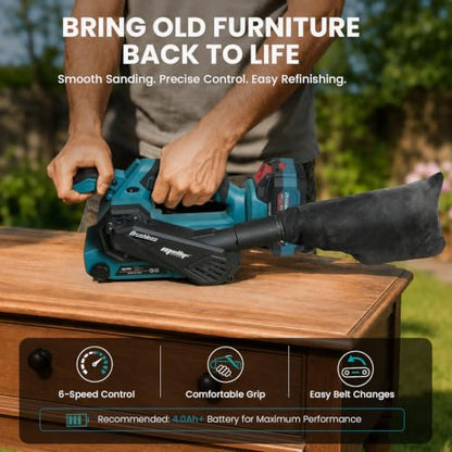 Upgraded Cordless Brushless Belt Sander Compatible with Makita 18V Battery - color: Blue