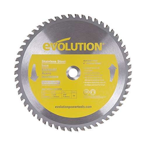 Evolution Power Tools 8BLADESS Stainless Steel Cutting Saw Blade, 8-Inch x 54-Tooth, Yellow - size: 8 Inch, style: Stainless Steel