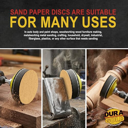 Dura-Gold Premium 1000 Grit 1" Gold Hook & Loop Sanding Discs, Box of 100 - style: 1000 Grit