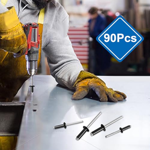 90 Pcs 304 Stainless Steel Rivets Assortment Kit - color: 90Pcs