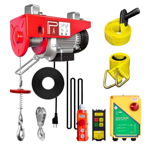 Electric Hoist, 1320 lbs Electric Winch with 328 ft Wireless & 13ft Wired Remote Control, Single/Double Slings, 40 ft Single Cable Lifting Height, Lift Hoist for Garage, Warehouses, Attic - style: 1320lbs Wireless/Wired