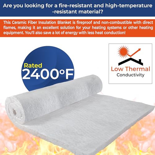 SIMOND STORE Ceramic Fiber Blanket, 8# 2400F, 2" x 12" x 24", High Temp - size: 2" x 24" x 12"