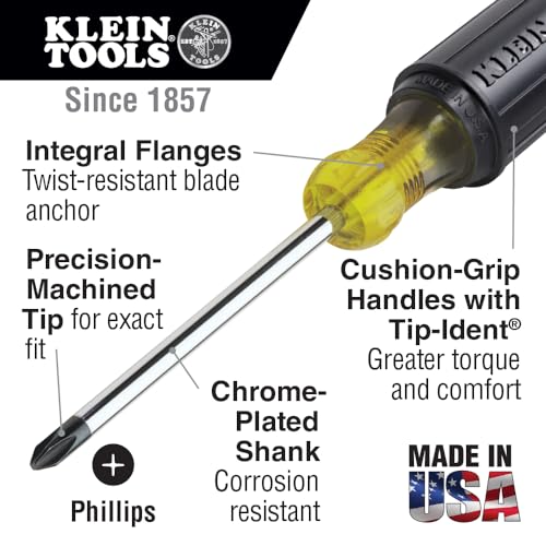 Klein Tools 85146 Screwdriver Set with Magnetizer / Demagnetizer for Magnetic Tips 3 Slotted, 3 Phillips, Home Improvement, 7-Piece