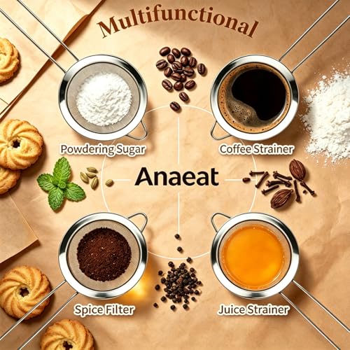 Anaeat Fine Mesh Strainers - Premium Stainless Steel Colander Sieve Sifters, with Durable Mesh and Sturdy Handle, Excellent for Sifting Dry ingredients, Flour, Pastas, Rice, Tea (5.5") - color: 5.5" Diameter