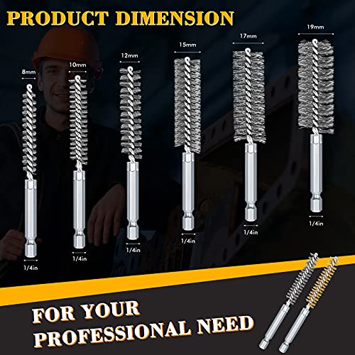 12 Pieces Bore Brush for Drill Wire Bore Brush Set - style: Stainless Steel, Brass