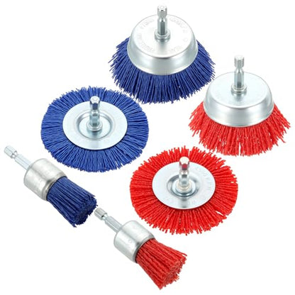 6Pack Wire Brush for Drill Set Crimping Steel 1/4" Hex Shank