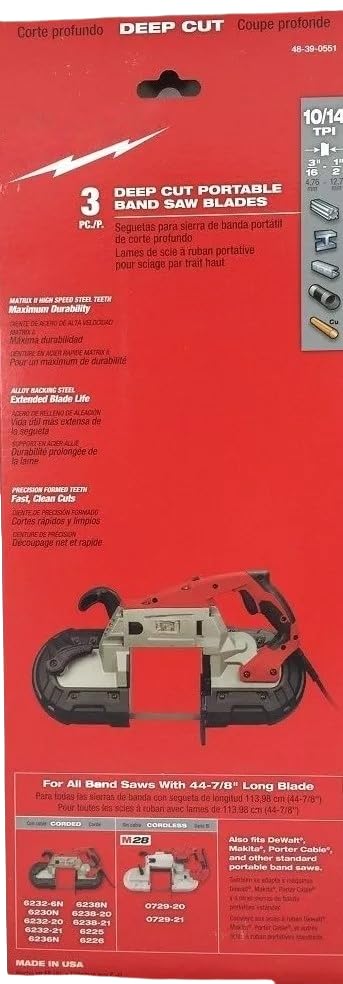 3pk 48-39-0551 for Milwaukee 44-7/8-Inch 10/14 Bi-Metal Band Saw Blade