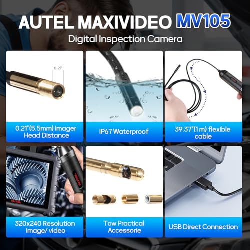 Autel MaxiVideo MV105 Inspection Camera, USB Digital Waterproof Borescope