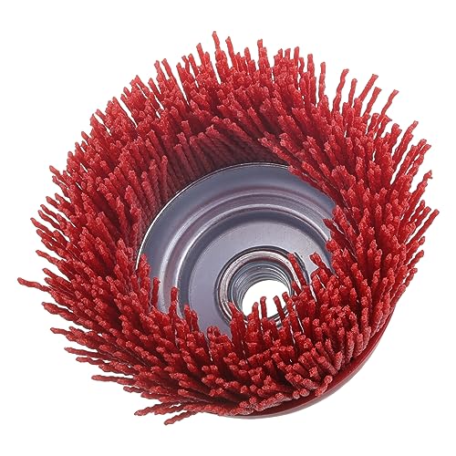 4 Inch Abrasive Filament Nylon Cup Brush for Angle Grinder, 5/8" 11 Thread Corrosion, Paint, for Surface Pre-Treatment of Various Metals (5 Pack) - style: 5 Pack