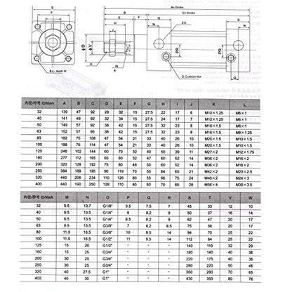 Heschen Tie-Rod Pneumatic Air Cylinder, SC 50-125, 50mm Bore, 125mm Stroke, PT 1/4 Port, Double Acting, Adjustable Cushion, Self-Lubricating Actuator for Industrial & Woodworking - size: 125mm Stroke