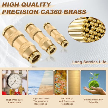 26PCS 5/32" 1/4" 3/8" Brass Dot Air Line Fitting Kit, Straight Union - size: 1/4" + 3/8" + 5/32"