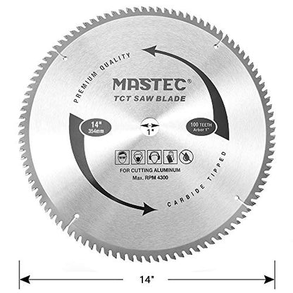 14-Inch 100 Tooth TCG for Aluminum and Non Ferrous Metals Cutting Saw Blade with 1-Inch Arbor - size: 14" 100T