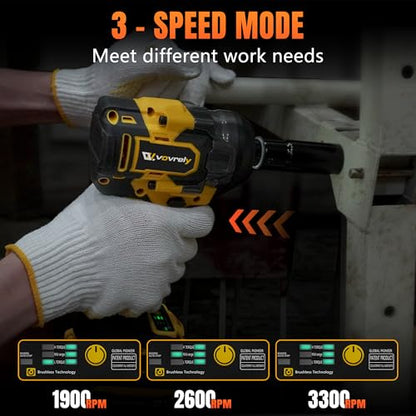 1/2" Cordless Impact Wrench 650N.m(480 Ft-lbs) Brushless Impact Gun