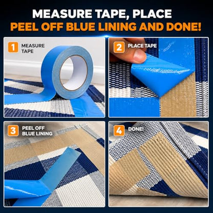 WOD Double Sided Carpet Tape, 3 inch x 25 ft. Heavy-Duty Tack, Residue Free, for Convention & Trade Shows Indoor/Outdoor Rugs DCCT110W - size: 3 inch