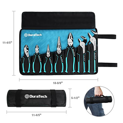 DURATECH 7-Piece Pliers Set with Rolling Pouch,Cr-Ni Construction