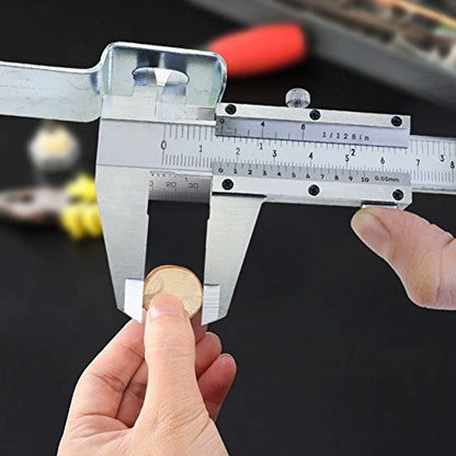 Vernier Caliper, 6 Inch/150mm Professional Micrometer Stainless Steel Caliper Measuring Tool for Inside, Outside, Depth and Step Measurements