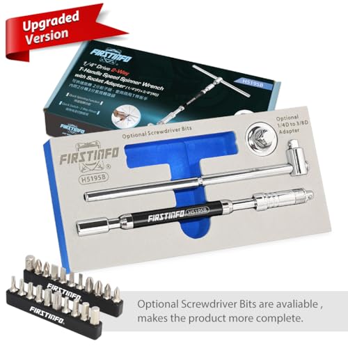 FIRSTINFO 1/4 Inch Drive Adjustable 2-Way Speed T-Handle Spinner Wrench