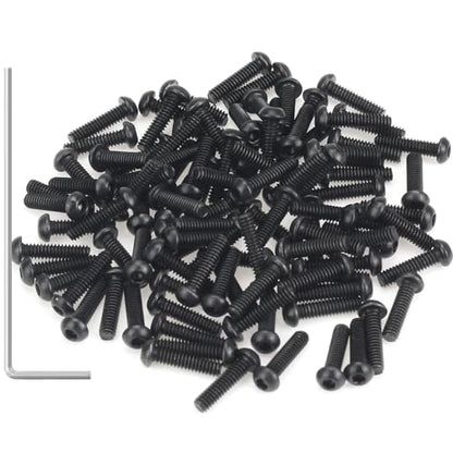 105 Pieces M2 x 8mm Button Head Socket Cap Screws, Thread Pitch 0.4mm, Sutemribor M2 Black Screws, 10.9 Grade Alloy Steel, Black Oxide Finish, Fully Threaded - size: M2 x 8mm, style: Button Head