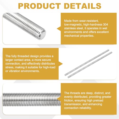 uxcell Fully Threaded Rod M8 x 1mm Pitch 300mm/12 inch Threaded - size: M8x1mmx300mm