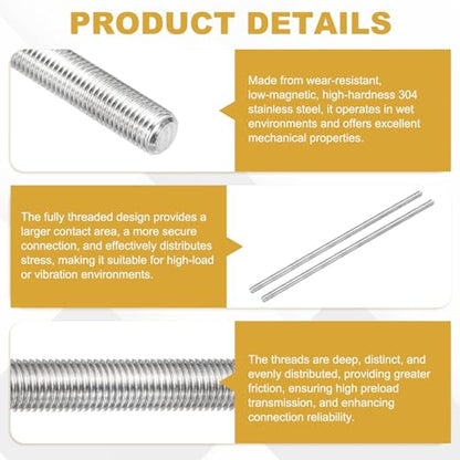 uxcell Fully Threaded Rod M8 x 1mm Pitch 300mm/12 inch Threaded - size: M8x1mmx300mm
