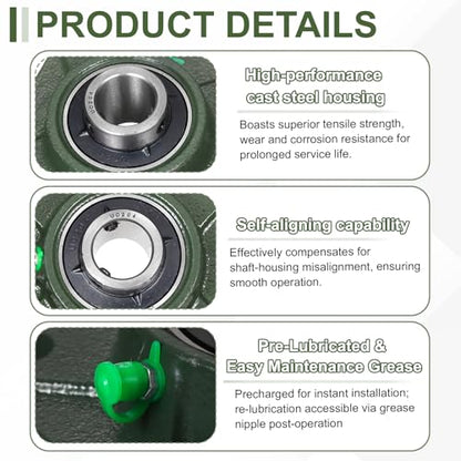 uxcell UCF204 Pillow Block Bearings, 20mm Bore Self Alignment, Solid Cast Iron Base, Chrome Steel Square Flange Mounted Pillow Block Ball Bearing, (ABEC3) - size: UCF204 (20mm)
