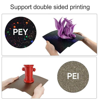 BORDSTRACT Double-Sided Build Plate, PEY Starry Sky + PEI Spray Texture Spring Steel 220x220mm Without Soft Magnetic Base, Printing Platform for K1/K1 Max Model 3D Printer - style: PEY starry sky + PEI spray 220x220mm