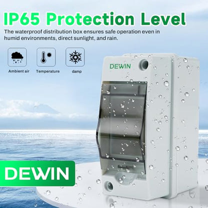 DEWIN 2 Way DIN Rail Box IP65 Distribution Protection Box - size: 2 module