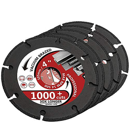 5Pcs/Lot 4" Diamond Metal Cutting Disc Diamond Cut Off Wheel for Metal Rebar, Sheet Metal, Ductile Pipe, Angle Iron, Stainless Steel and Similar Materials (4-5pcs) - size: 4-5pcs