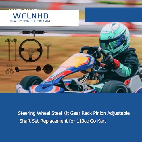 WFLNHB Steering Wheel Steel Kit Gear Rack Pinion Adjustable Shaft Set Replacement for 110cc Go Kart