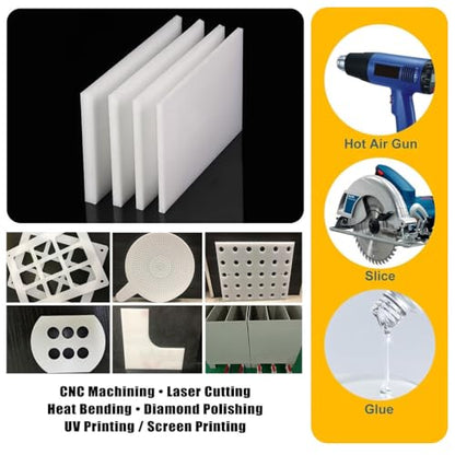 Polypropylene Sheet Rigid Plastic Board, Engineering Plastic Sheet Lightweight PP Panel for Cutting Board, DIY, Water Tank, 5mm Thick, White 400x600mm - size: 400x600x5mm