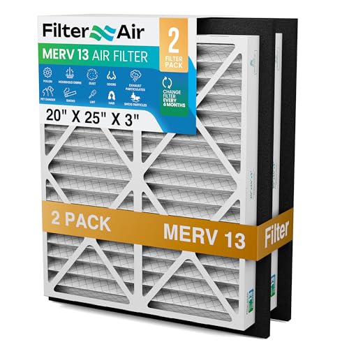 Filter X Air-20x25x3 MERV 13 Pleated Air filters with Black Sealing Gasket (2pcs), Replacement-Compatible with Zephyr VGF Series Whole House Return Grille Filter Home Air Filter 20”x25”x3” - size: 20" x 25" x 3"