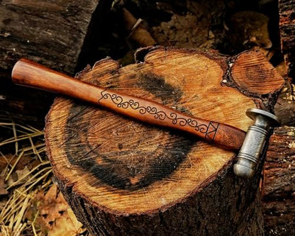 Premium Ball Peen Hammer with Forged Damascus Steel Head- Pein Hammer with Comfort Grip Engraved Wooden Handle- Best Tool For Metalworking And Carpentry