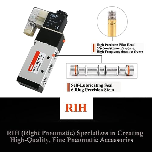 RIH Pneumatics Solenoid Valve 4V310-10 12V/24V/110V Series Single Coil Pilot-Operated Electric 2 Position 5 Way Connection Type (DC12V/Junction Box, 3/8"NPT) - size: DC12V/Junction Box, style: 3/8"NPT