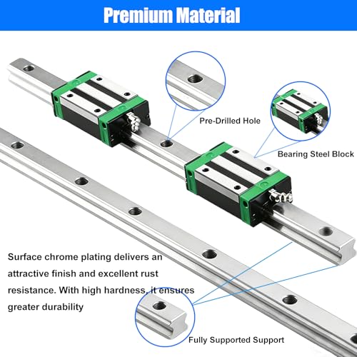 2Pcs Linear Guide Rail Kit HGR20 900mm Linear Slide Rails + 4 Pcs HGH20CA Bearing Blocks, Anti Rust and High Precision CNC Parts for 3D Printers, CNC Routers, Lathes & DIY Automated Machines - size: 900mm