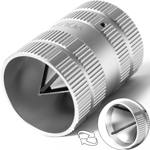 Deburring Tool for Copper Pipe, PVC Tubing, 1/4” to 1-5/8" All-metal Inner Outer Pipe Reamer, Copper Pipe Cleaner, Tube Chamfering Plumber Tool - size: Pipe Reamer
