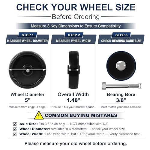 5 Inch Polypropylene Caster Wheels– Heavy Duty, Non-Marking, 450 lbs Load Capacity Each, Floor Protective, Ideal for Industrial Carts and Equipment(10 Pack) - size: 5 INCH