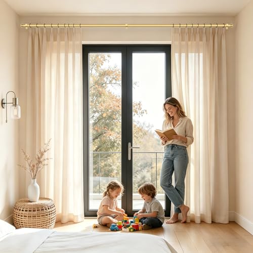 TONIAL Curtain Rods for Windows, 32 to 86 Inch, Gold, Single Drapery Rod - color: Gold, size: 32-86"