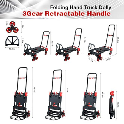 2 in 1 Folding Hand Truck Dolly,330LB Stair Climbing Dolly Cart,Red - color: Red