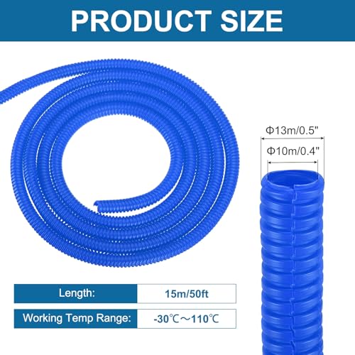 MECCANIXITY 3/8" 50ft Split Wire Loom Tubing w/Installation Tool Blue - color: Blue, size: 3/8 Inch 50ft