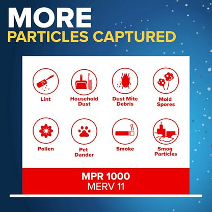 Filtrete 16x25x2 AC Furnace Air Filter, MERV 11, MPR 1000, Allergen Defense, 3-Month Pleated 2-Inch Electrostatic Air Cleaning Filter, 4 Pack (Actual Size 15.5 x 24.5 x 1.75 in) - size: 16x25x2