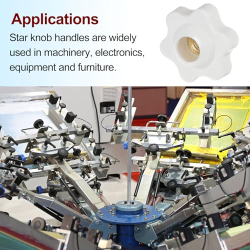 HARFINGTON 10pcs Star Knobs M6 Female Thread 25mm Head Plastic Through Hole Brass Screw-in Clamping Handles Threaded Hand Knobs, White - color: White, size: M6 x 25mm