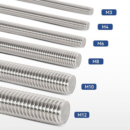 12 Pcs 304 Stainless Steel M4 Threaded Rod,2"(51mm) - size: M4x51mm